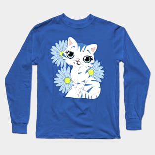 Cat and daisies          chamomile Long Sleeve T-Shirt